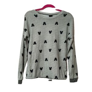 Disney Mickey Gray Long Sleeve Lounge Top Size S